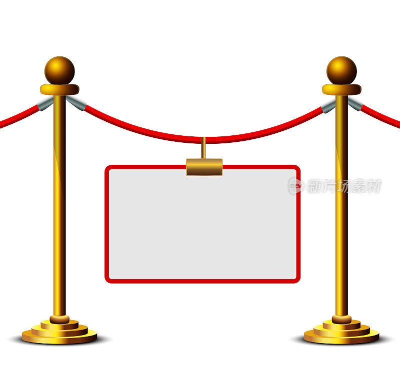 Gold stanchions with place for your text on white